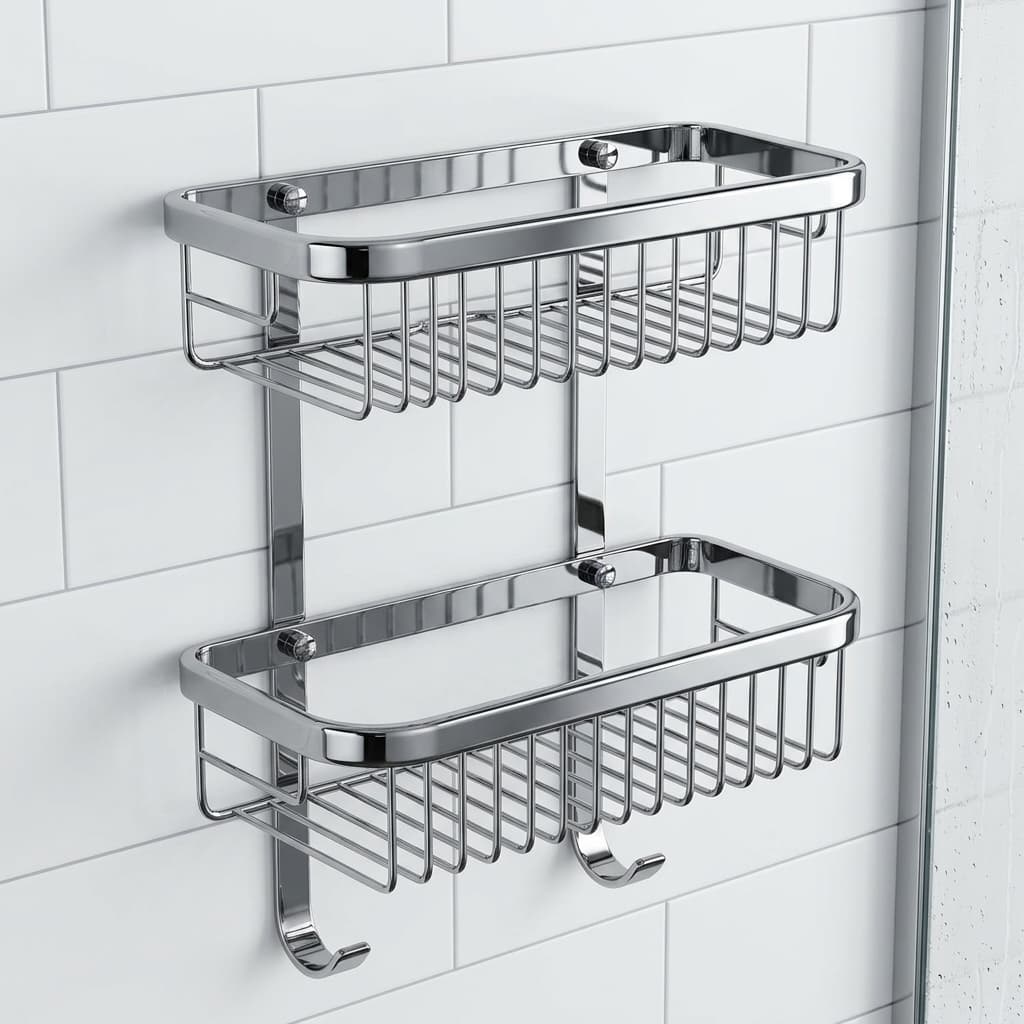 DIR 2-Tier Stainless Steel Wire Bathroom Corner Rack Shelf Premium Quality