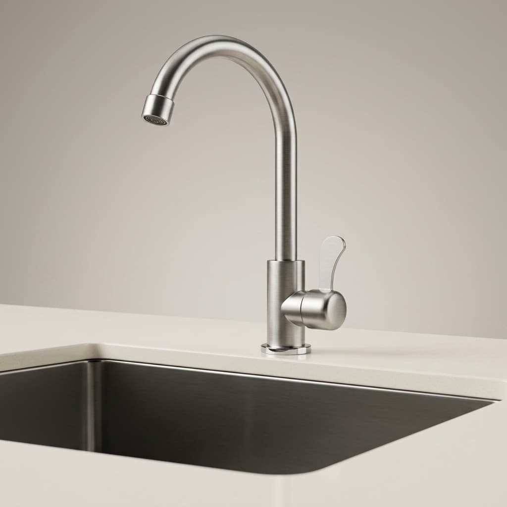 DIR Brushed Nickel Gooseneck Single Lever Mixer Deck-Mounted Kitchen Tap