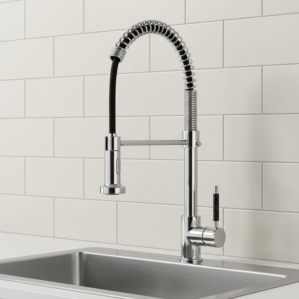 DIR Chrome Spring Neck Pull-Down Kitchen Faucet with Water Filter Premium