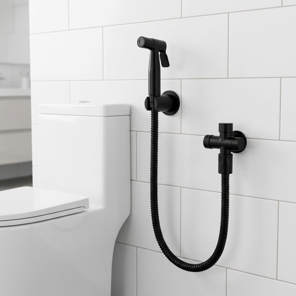 DIR Matte Black Brass Toilet Handheld Muslim Shower Kit with Wall Mount