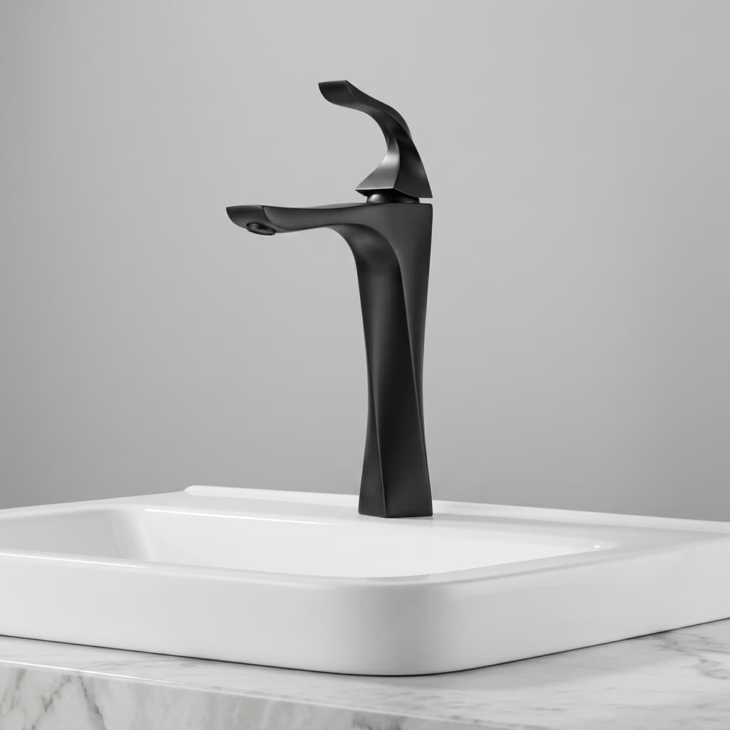 Grow Matte Black Twisted Single Handle Basin Mixer Tap