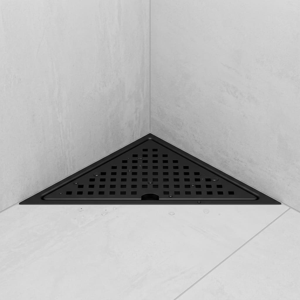 Matte Black Triangular Corner Shower Floor Drain Grate Premium Quality