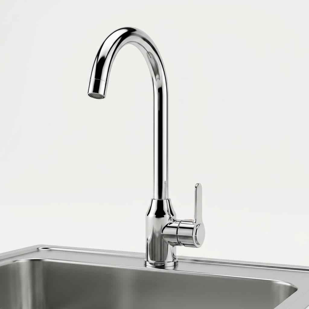 DIR Modern Chrome Gooseneck Single Lever Mixer Deck-Mounted Kitchen Faucet
