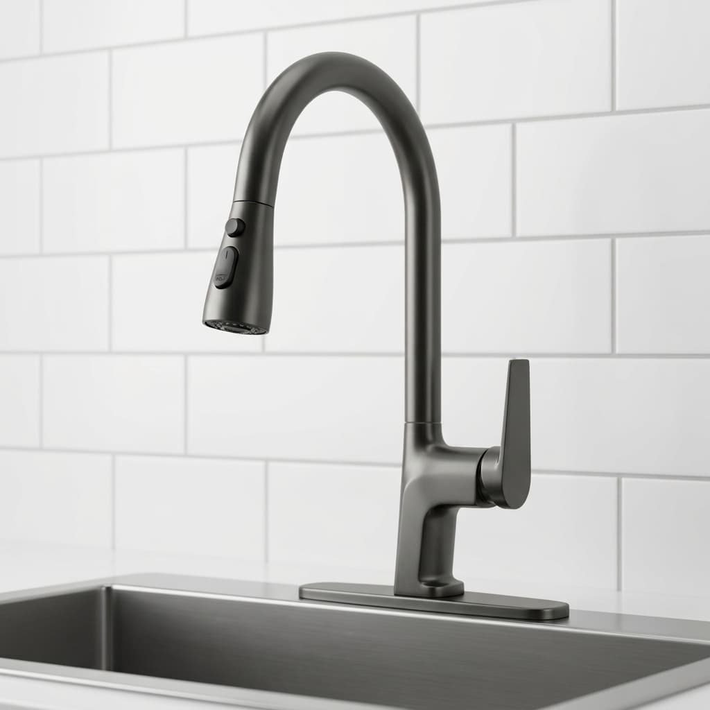 Grow Modern Chrome High Arc Kitchen Faucet Pull-Down Spray Premium Quality