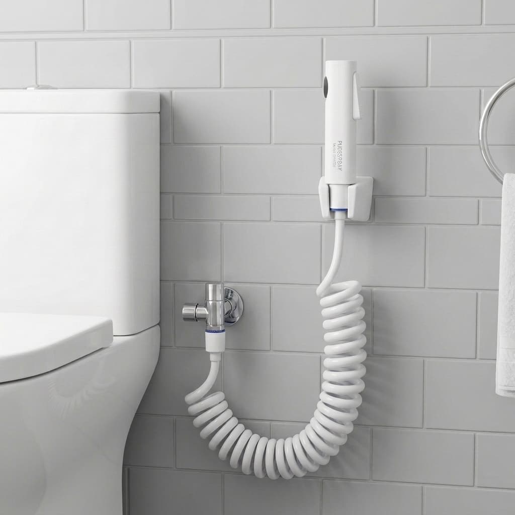 Grow White ABS Toilet Handheld Muslim Shower Set with Coiled Hose