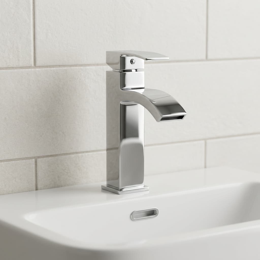 Grow Chrome Modern Waterfall Single Lever Basin Mixer Tap