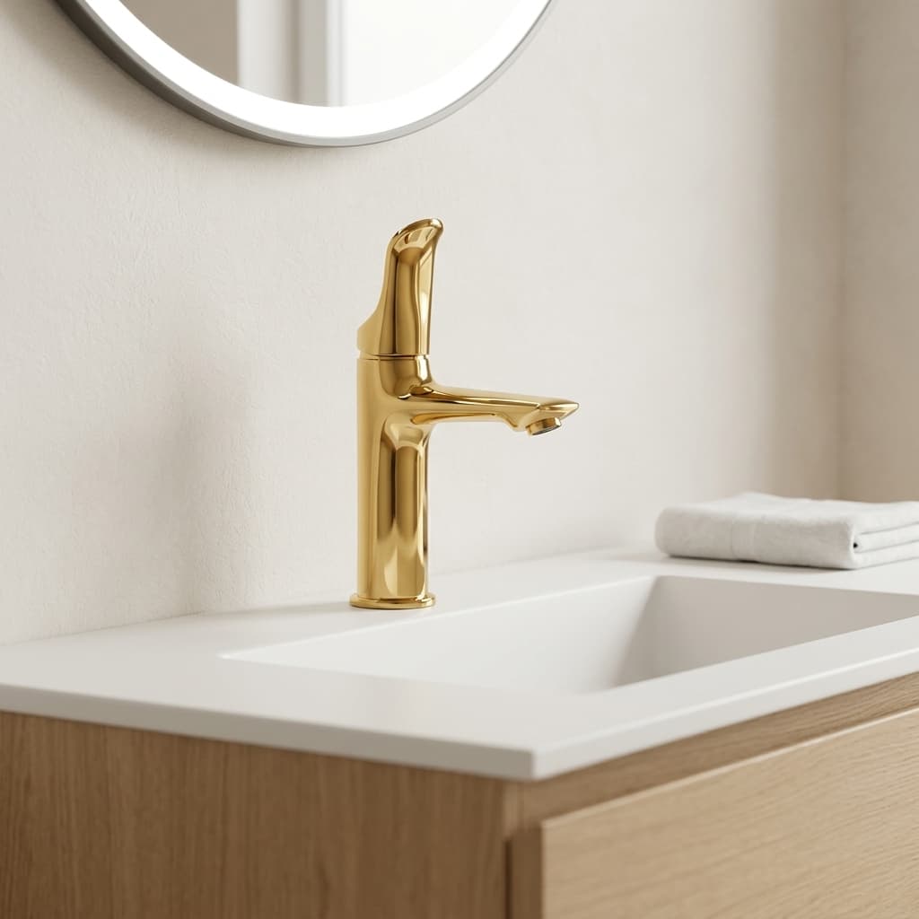 Grow Elegant Polished Brass Gold Single Lever Basin Mixer
