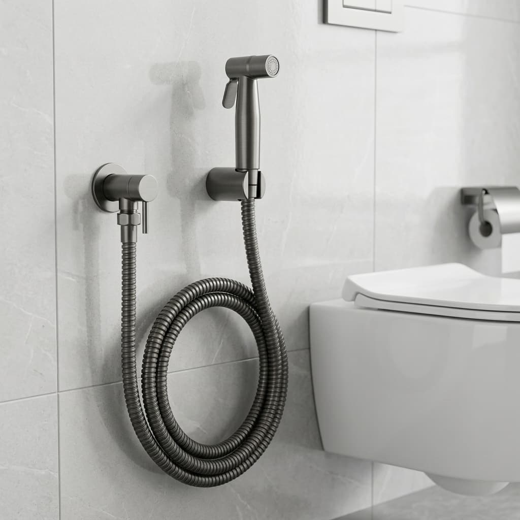 Grow Gunmetal Grey Handheld Muslim Shower Spray Set with Hose