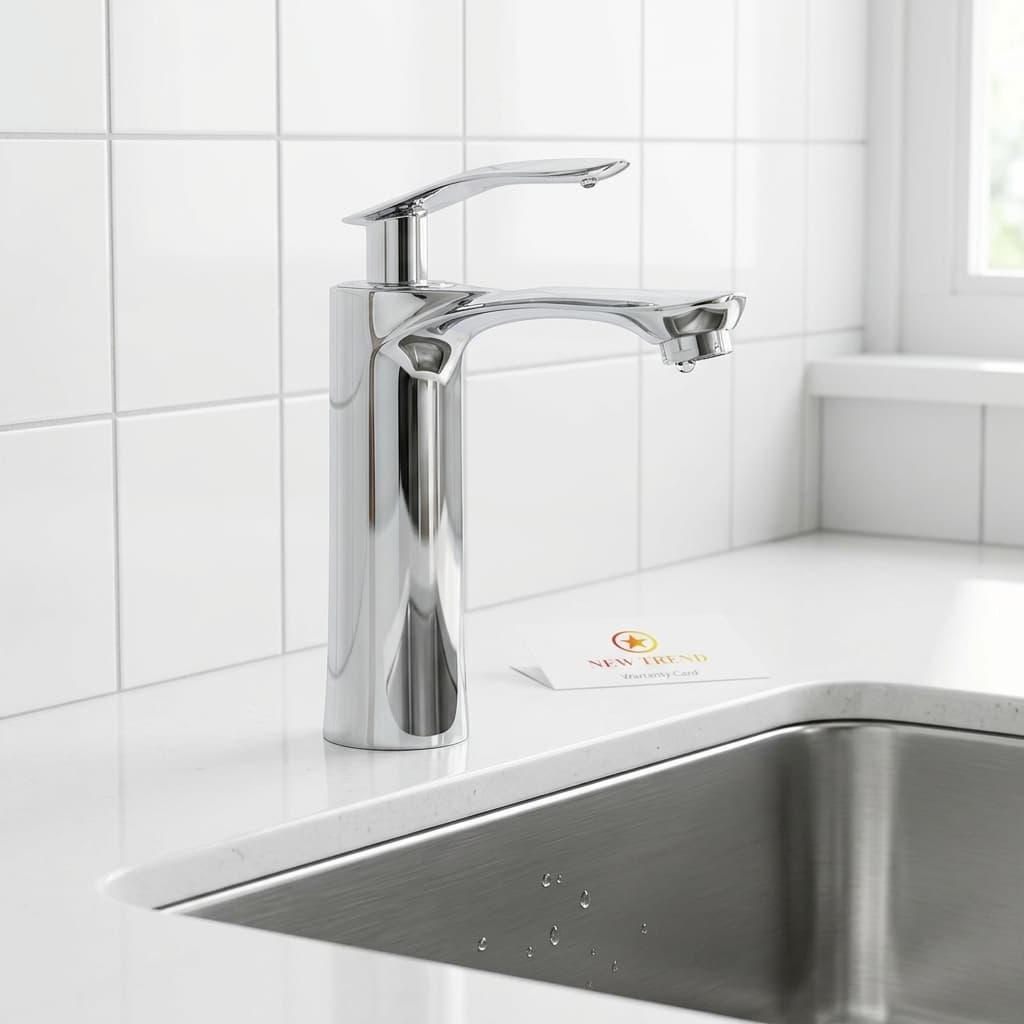 DIR Premium Chrome Single Lever Countertop Vanity Mixer